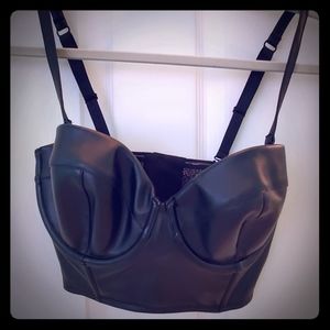 Sexy faux leather bra
